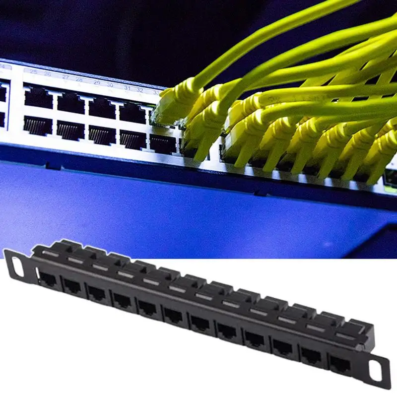 12-Port-Patchpanel-Netzwerk-Kabel-Organizer-Rack, ungeschirmtes Cat5e/Cat6-Kabel-Verkabelungsregal für Kabelmanagement-Ständer