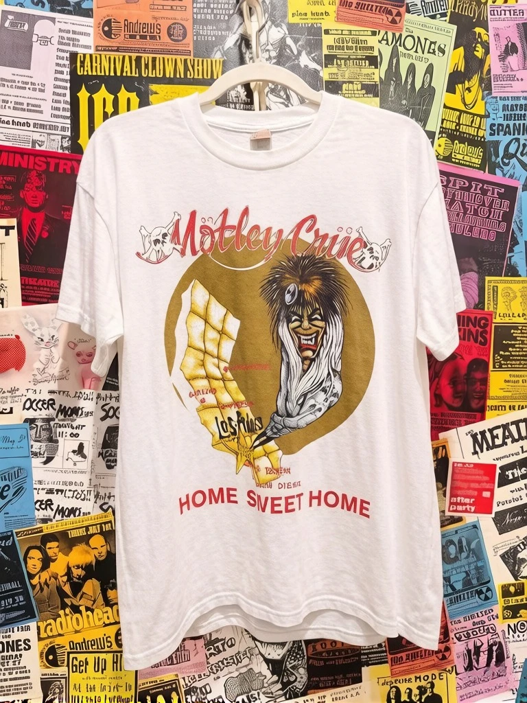 New Model 1990 Motley Crue Dr Feelgood Tour Band Black Unisex T Shirt Reprint Men Clothing Y2k Clothes Man Cheap Clothing