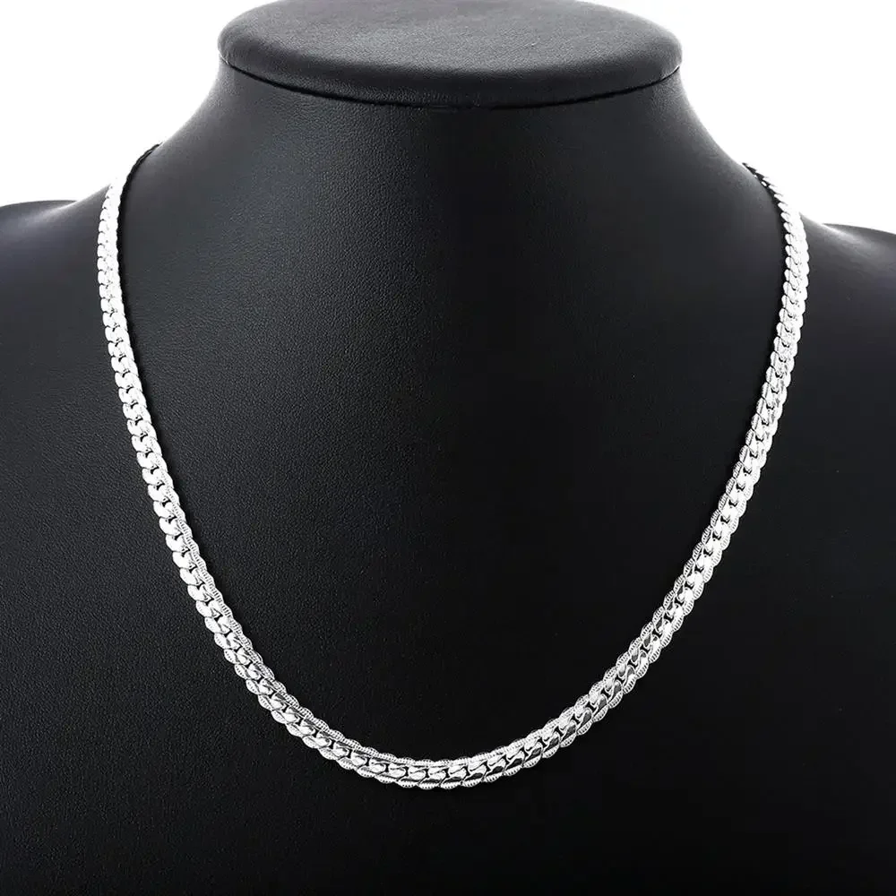 KCRLP luxury 925 Sterling Silver Necklace classic 6MM Sideways Chain For Women Men Fashion Party Wedding Jewelry gifts