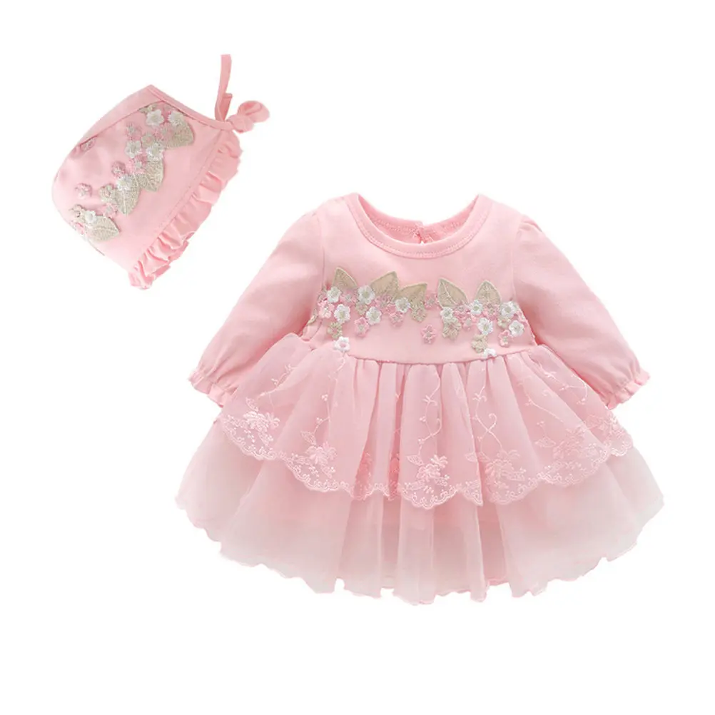Baby Girls Pink Princess Dress Spring Autumn Party Skirt Birthday Dance Photography Performance Hat Baby Skirt