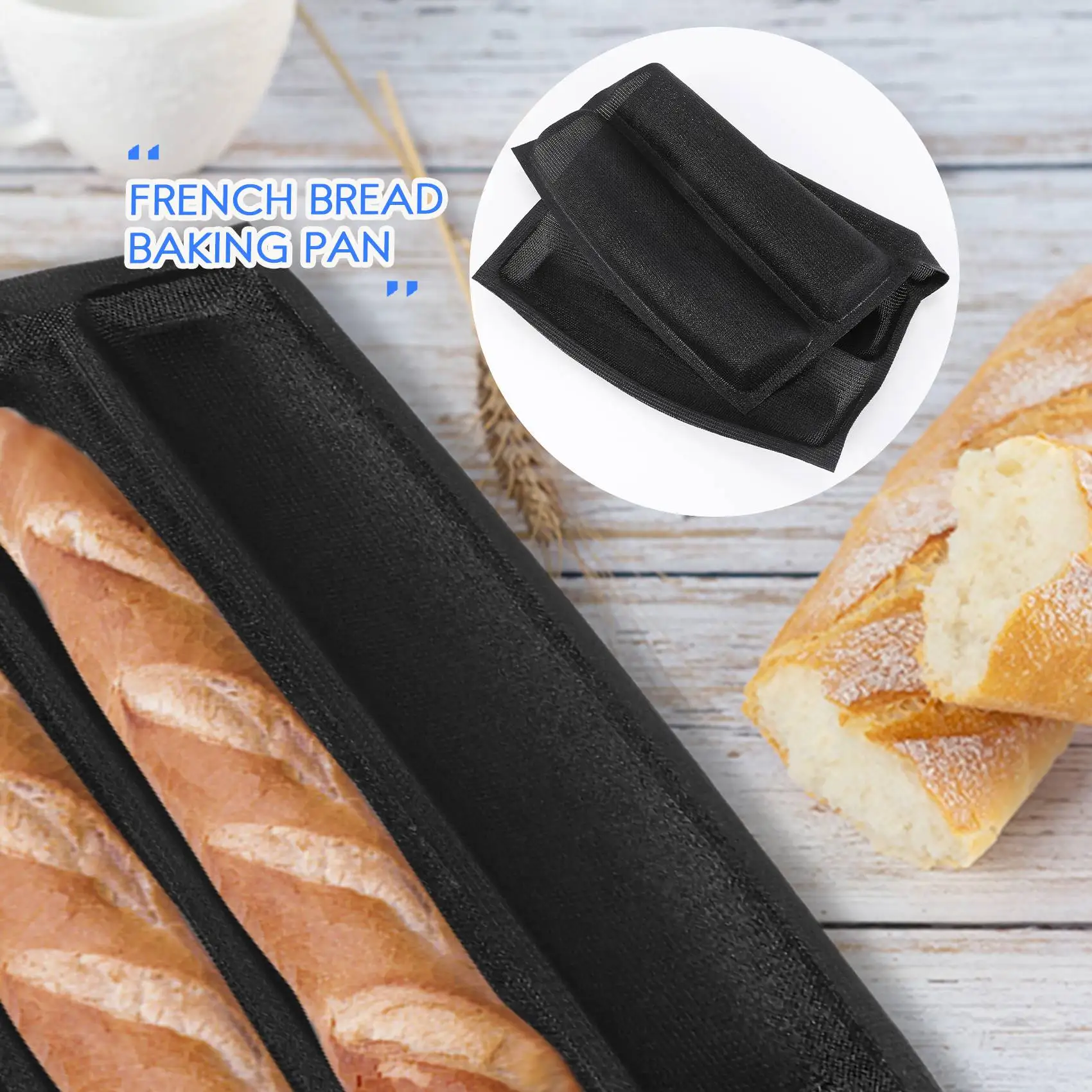 A32Z-Silicone Pan - Non-Stick Perforated Fench Bread Pan Forms , Hot Dog Molds , Baking Liners Mat Bread Mould