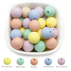 15mm 10pcs/lot Round Silicone Beads Baby Teether BPA Free DIY Necklace Pacifier Chain Baby Teething Toys Care Infant Utensils