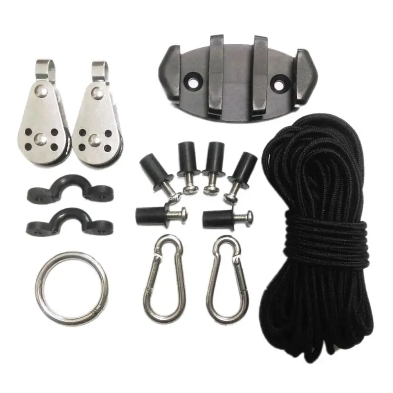 Kayak Canoe Anchor Trolley set Eyes Wellnuts Screws Kayak Accessories Zig Cleat Rigging-Ring Pulleys DIY-Boat Dropship