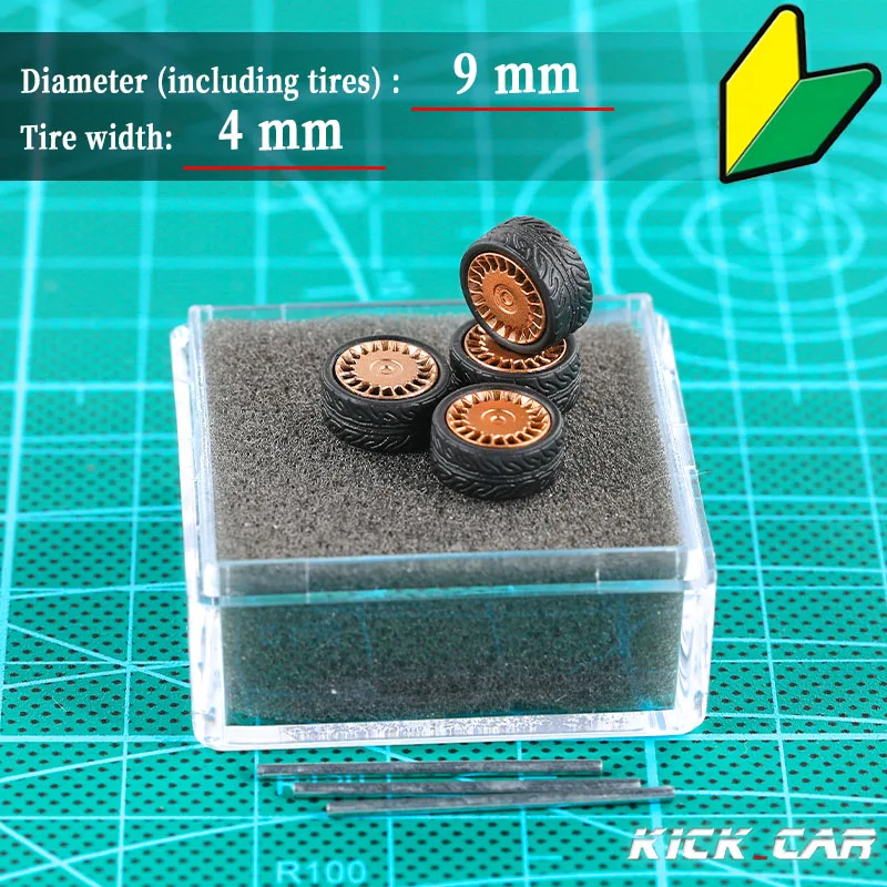 1/64 ABS دييكاست نموذج عجلات السيارة مع الإطارات المطاطية مجموعة 9 مللي متر قطر للعجلات الساخنة توميكا نموذج سيارة تعديل أجزاء