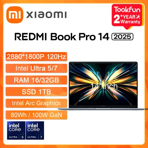XIAOMI Laptop 2025 Redmi Book Pro 14 2.8K 120Hz 14"Inch Intel Ultra5 225H 7 255H RAM 32GB SSD 1TB Computer PC Notebook Ultrabook