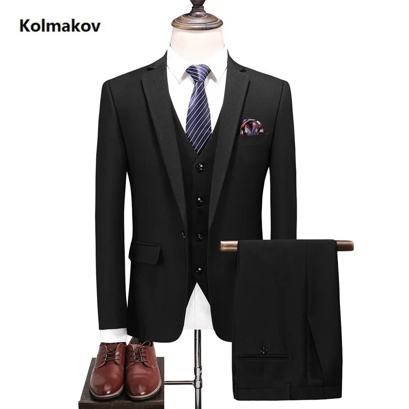 

(Jacket + Pant+vest)2024 Hot Sale Spring Mens Suits Slim Fit black Luxury Male Wedding Suit For Groom Formal Business PartySuits