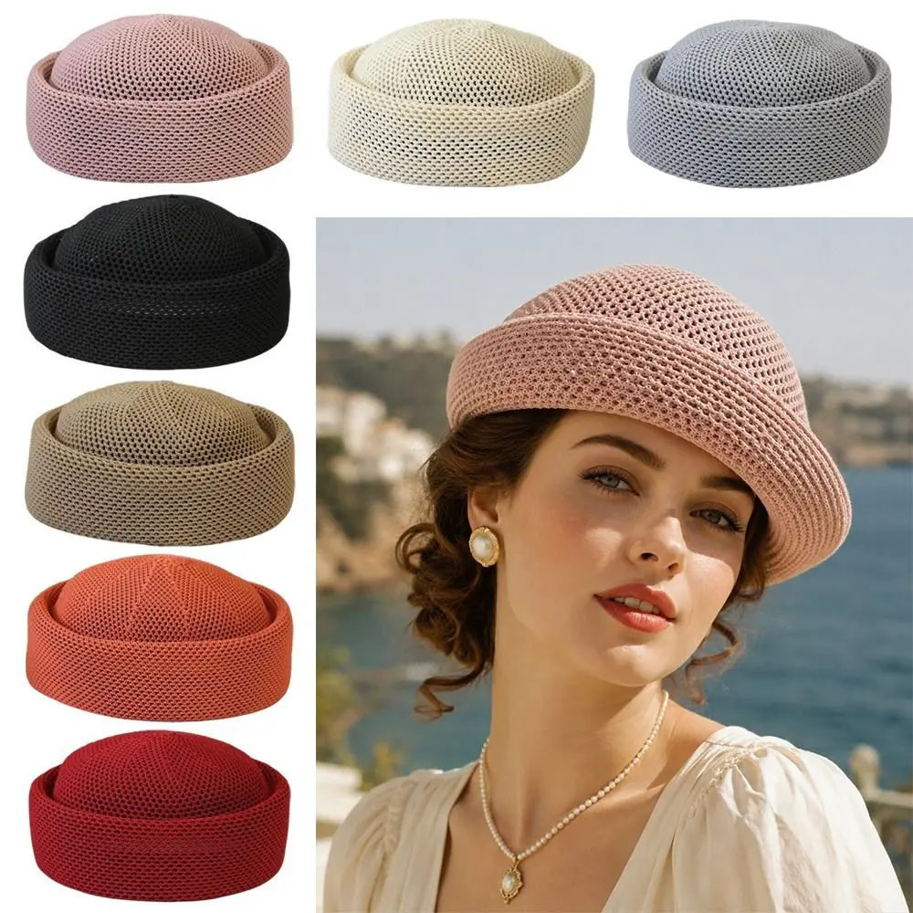 Fashion Summer Hard Berets Caps Mesh Outdoor Painter Hat Breathable Adjustable Women Sun Hat Pillbox Hat