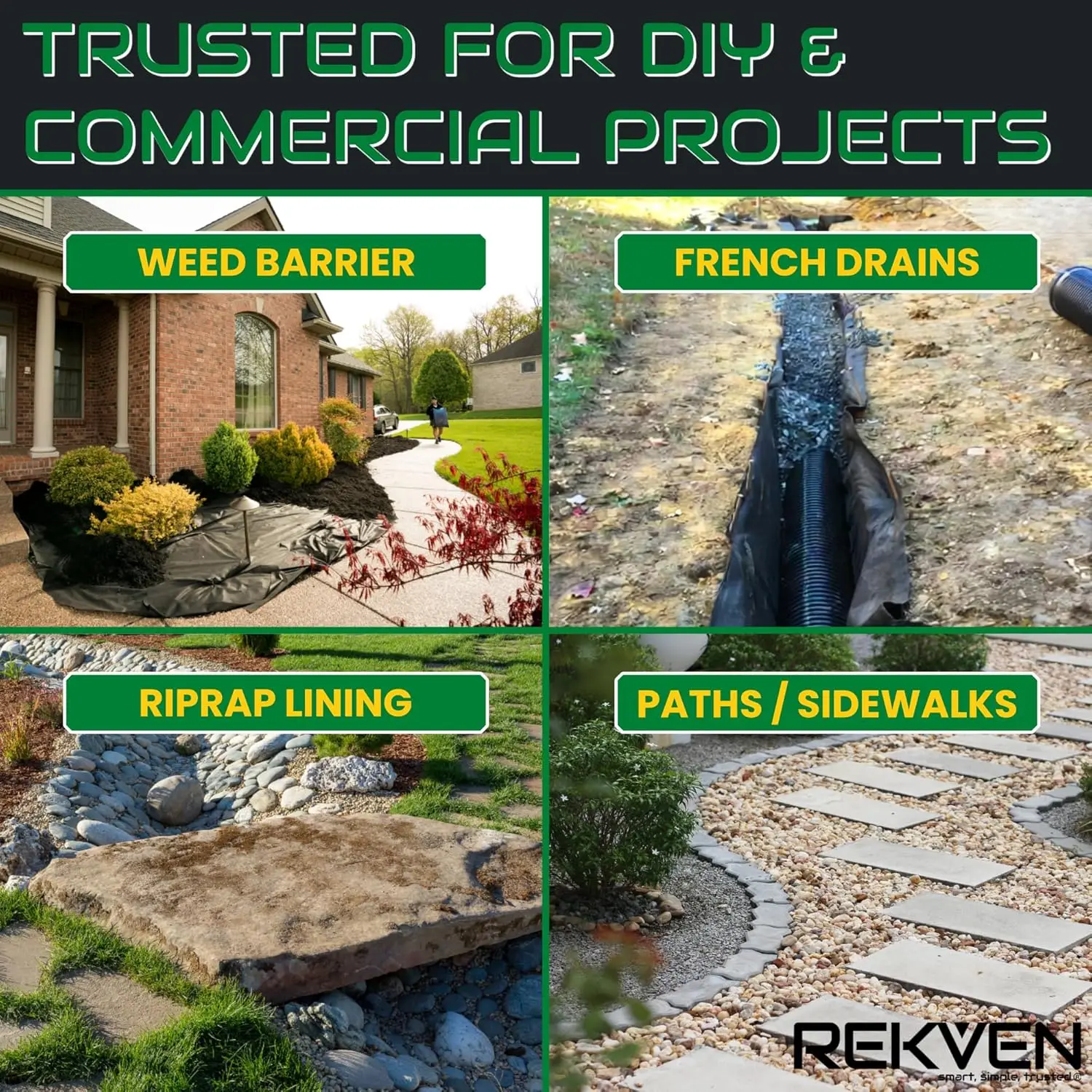 Non Woven Geotextile Landscape    - 3 x 50 Feet - French Drain Dry Well Underlayment and Weed Barrier    - Heavy Duty Gr view 4