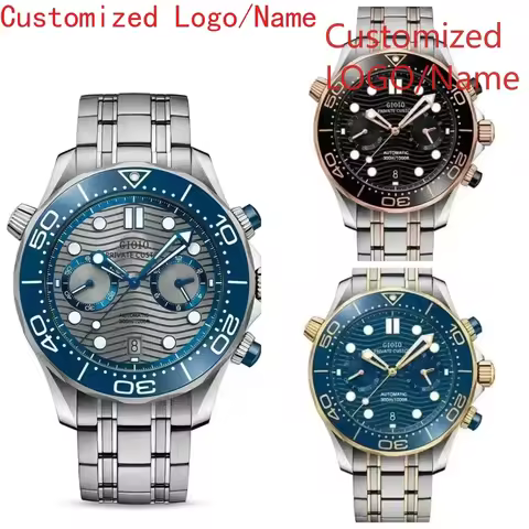 A11 Store Customized Watch 44mm Mens Quartz Chronograph Watch Luminous Rubber Black Blue Ceramic Rose Gold Stainless Steel