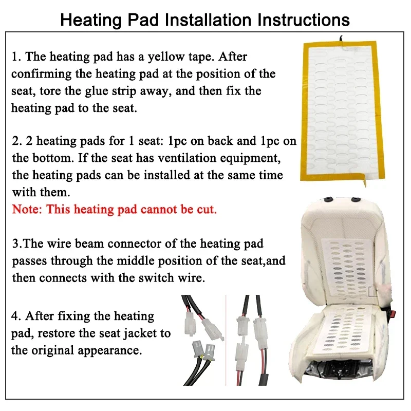 Universal Built-in Car Seat Heater Set Fit 2 Seats with 12V Alloy Wire Fast Heating Pad and 3 Levels Dual Control Switch System