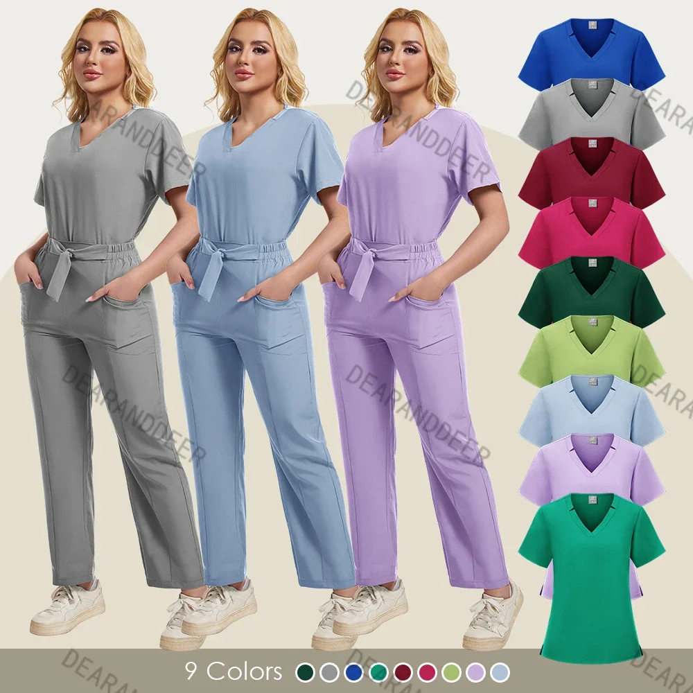 

New multi-color medical nursing uniform for men and women, beauty salon nurse, dental doctor, clinical shirt and pants set