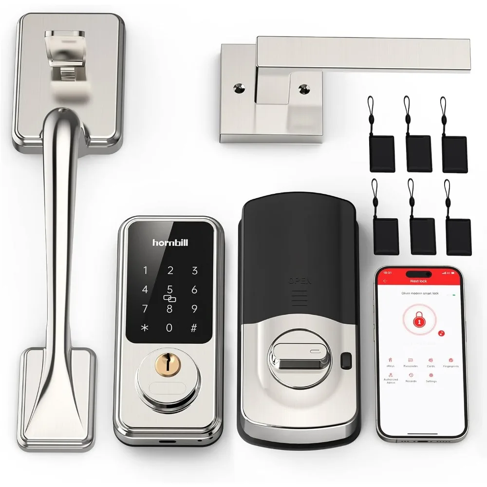 6 PCS Keyfobs Conjuntos de fechadura inteligente para porta frontal com alças