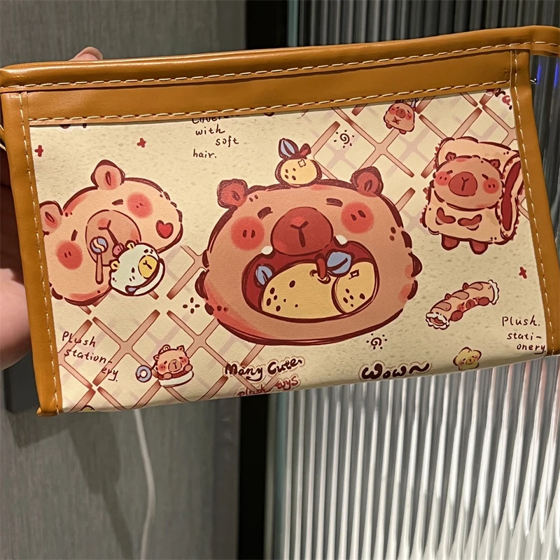 Capybara-estuches de lápices Kawaii de gran capacidad, bolsa de lápices, caja de soporte para niñas, papelería para estudiantes, suministros de oficina escolar