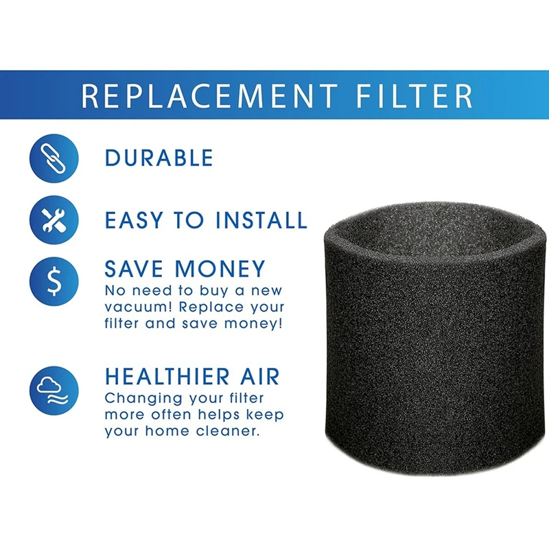 8 szt. pianki dyfuzorowej tłumika do odkurzaczy na mokro/sucho z portem dmuchania 2-1/2 cala, do CRAFTSMAN CMXZVBE38660-N29R