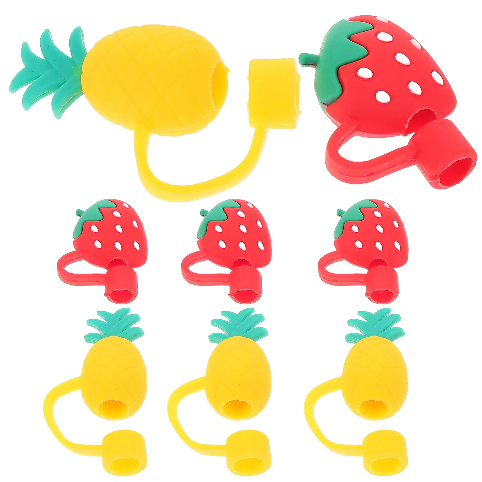 

10 Pcs Straw Dust Cap Covers Reusable Pineapple Toppers Drinking Stopper Bar Accessories Kitchen Tools Straw Protectors PARTY