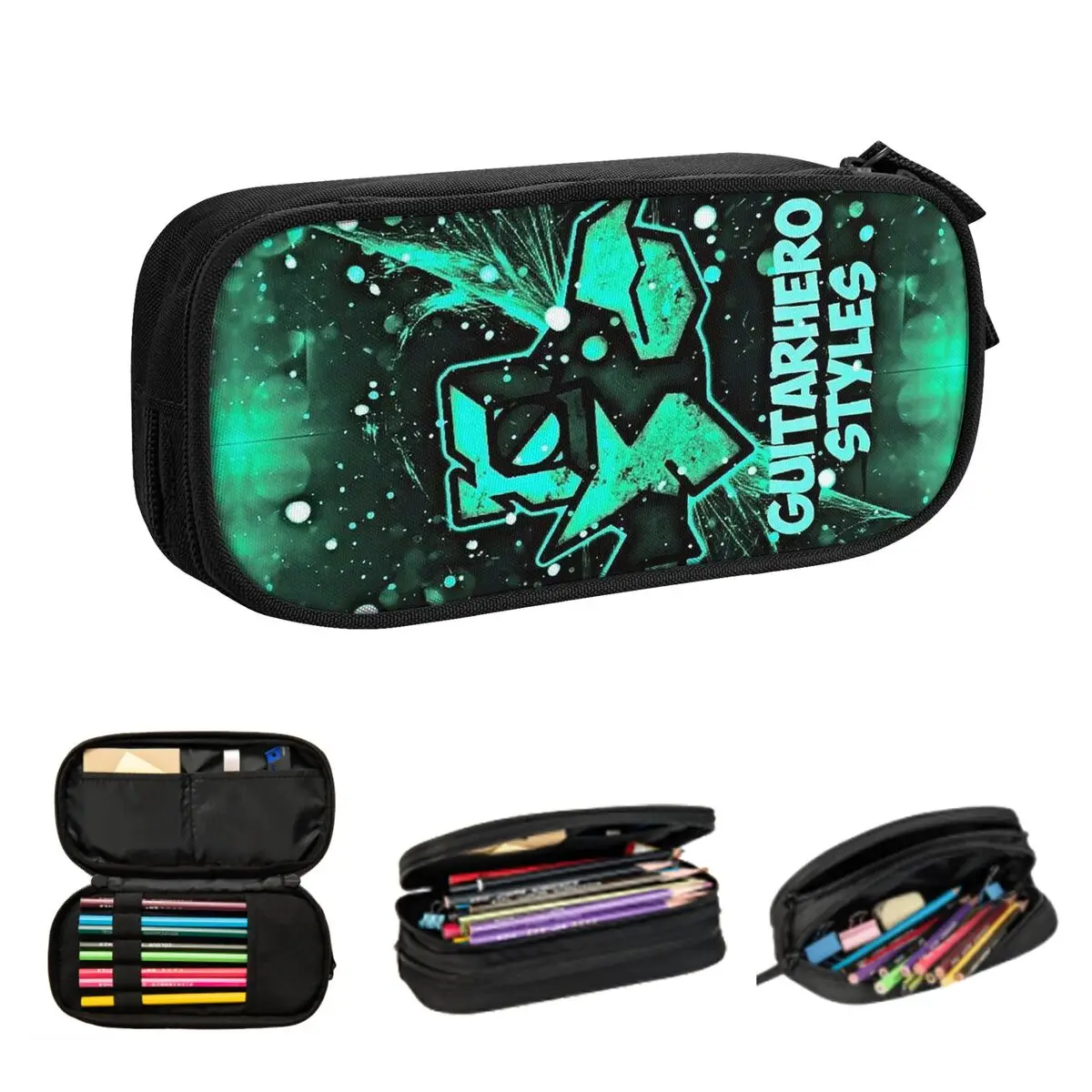Video Game Geometry Dash Pencil Cases for Students Gifts Pen Box Pencil Bag Big Capacity Pencil Pouch