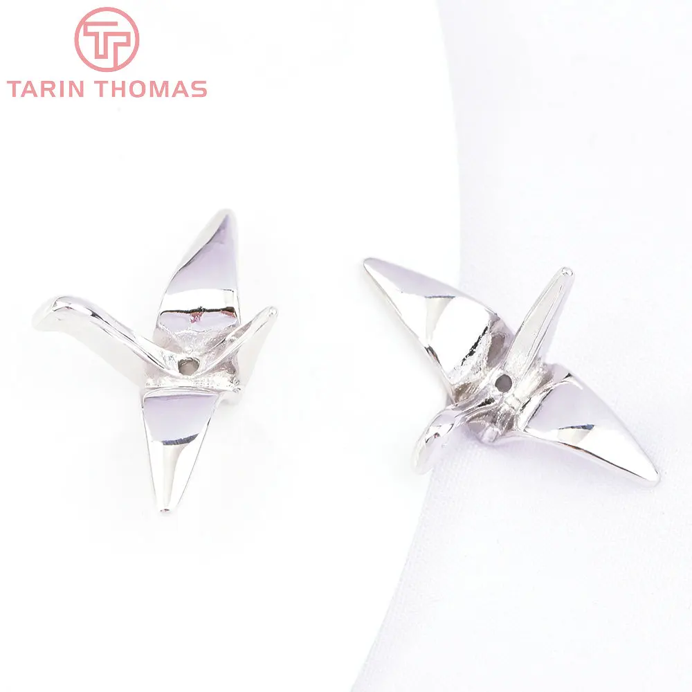 (180)6PCS 22x10MM 24K Gold Color Brass Paper Crane Charms Pendants for Jewelry Making Diy Jewelry Findings Accessories wholesale