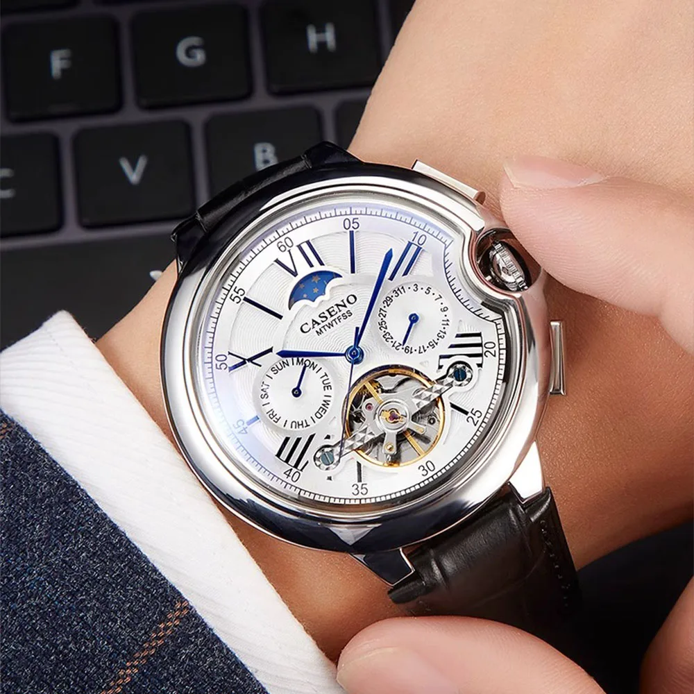 Top Luxury Brand Automatic Watch Men Fashion Mechanical Wristwatches Moon Phase Water Proof Calendar Watches Relojes Para Hombre