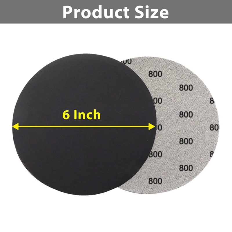 60 stuks 6 inch nat-droog schuurschijven, 6 inch schuurschijven klittenband, 800/1000/1500/2000/3000/5000 korrel siliciumcarbide