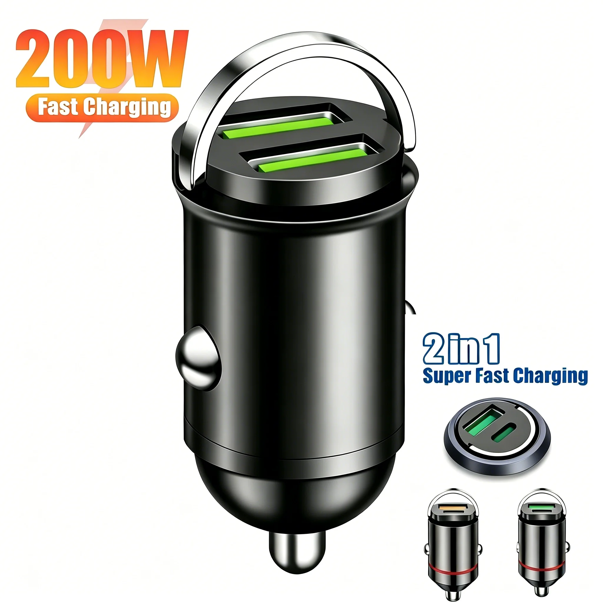 

200W USB Car Charger,Quick Charge 4.0,PD Type C Fast Charging Phones Adapter For iphone Xiaomi Samsung Huawei,Car Phones Charger