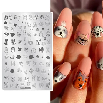 14.5X9.5cm Kawaii Animal Nail Art Templates Stainless Steel Template Stamp Plate Cartoon Pet Dog Image Manicure Stamping Plate*T