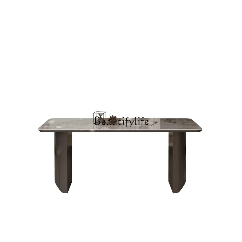 

yj58 Living room household modern simple rectangular Italian light luxury rock slab small apartment dining table