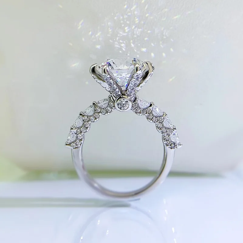 S925 فضة 6 مخلب الدائري للنساء ، 5 قيراط ، الألعاب النارية قطع ، أورورا ، الغنية ، المتقدمة الموضة ، جديد ، 2023