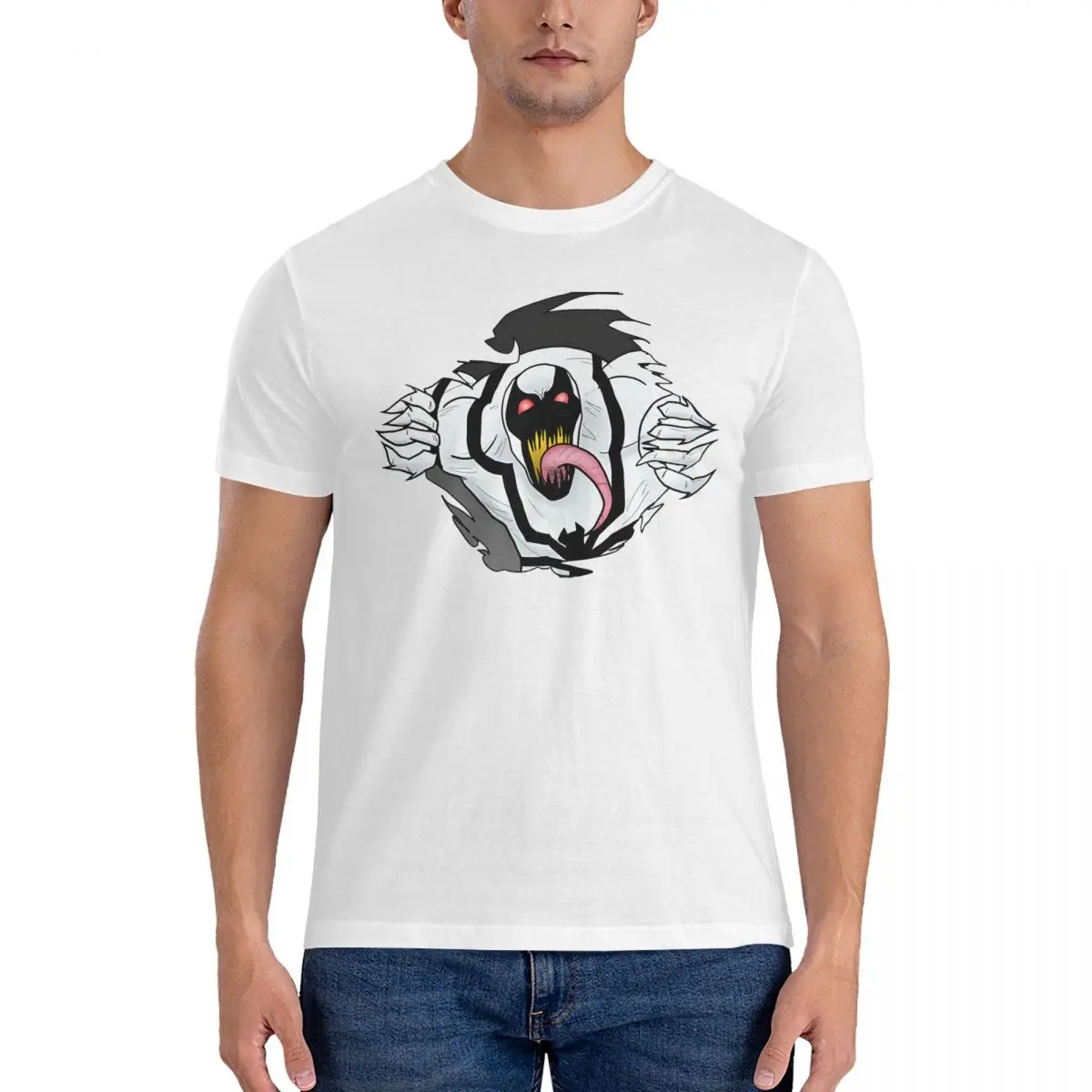 Camisetas divertidas de algodón para hombres, camisa de cuello redondo, Marvel Comics, Disney, Venom, manga corta, ropa clásica