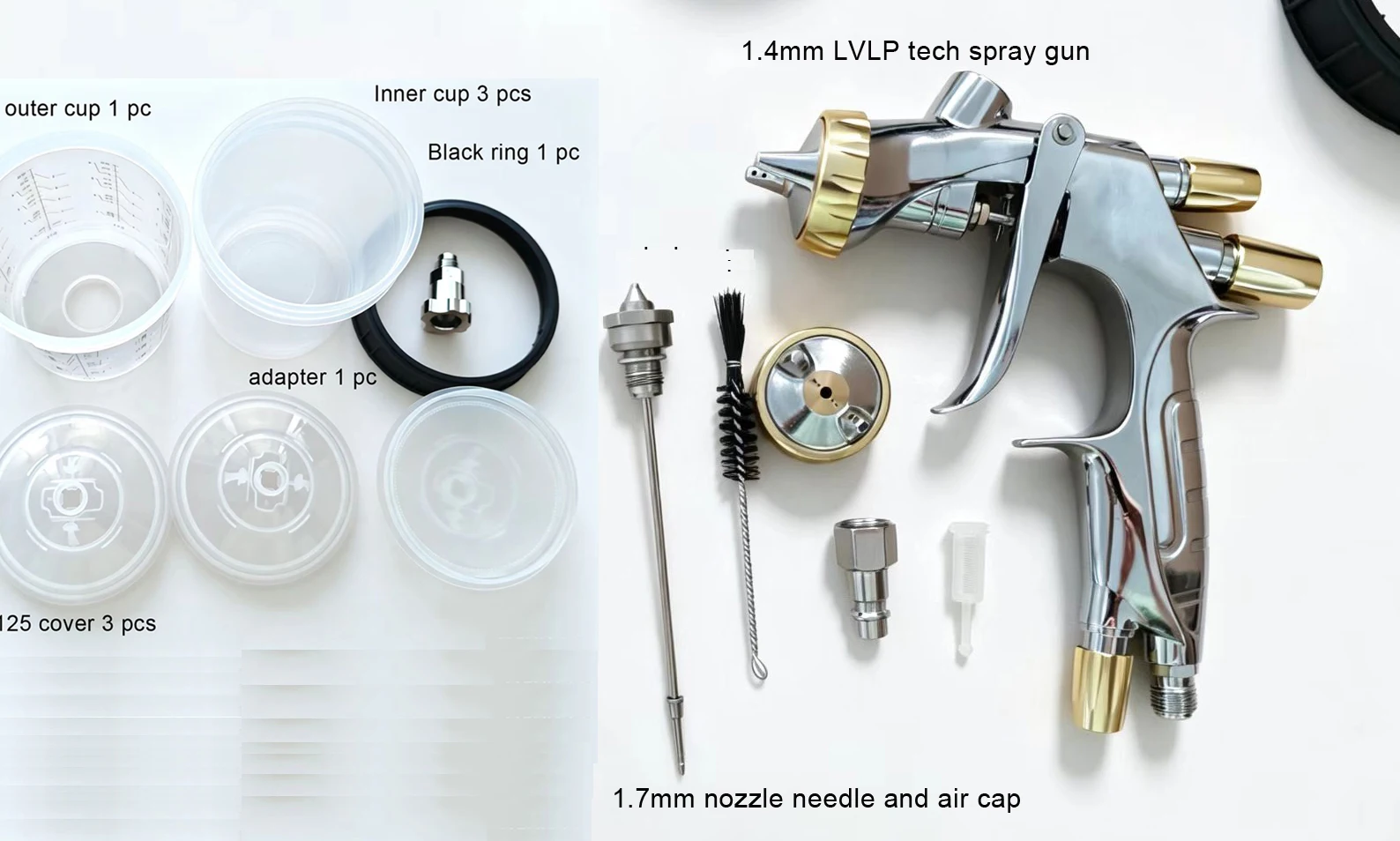 W800 Car refinish paint spray gun 1.3mm 1.7mm LVLP air spray gun disposable cup