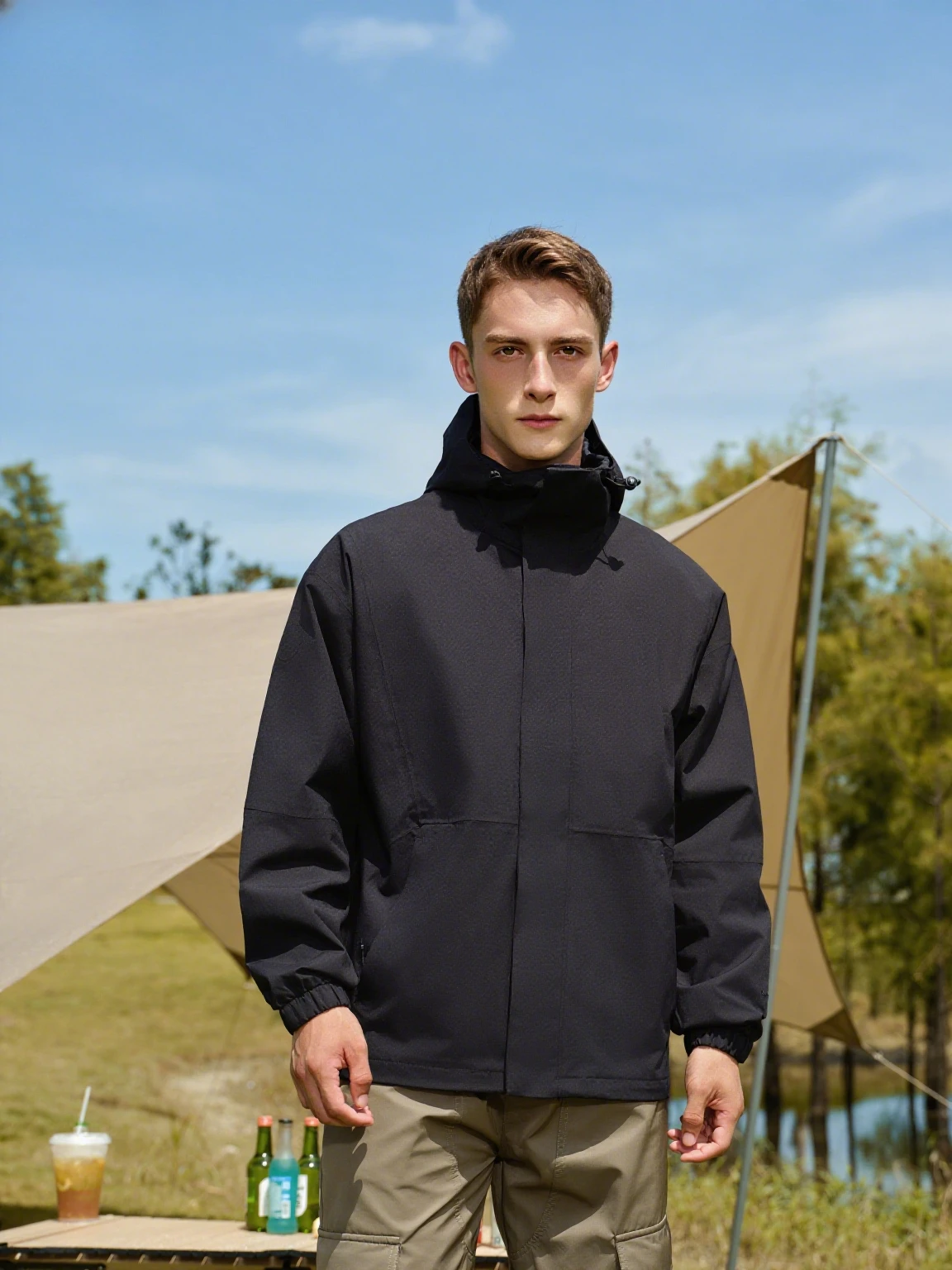 

Men's and Women's Outdoor Jackets Spring and Autumn Splicing Color Jackets Zipper Hoodies Fashion Versatile Sports Couples Wear