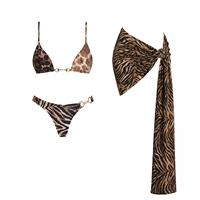 New 2Pcs Halter Swimsuit With Mini Skirt Women Bikini Push Up Swimwear Bandeau Biquini Printed Swim Suit Bathingsuit Beachwear 4
