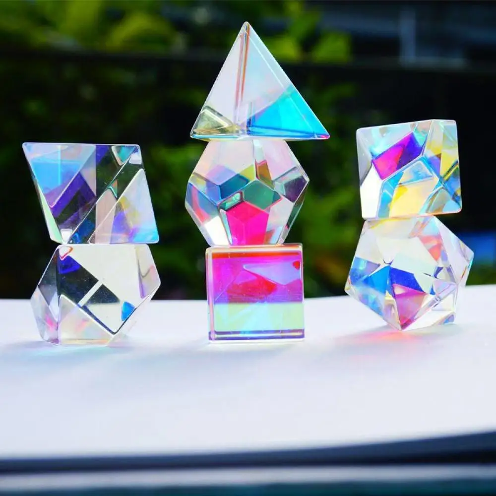 7pcs/Set  Glass Cube Optical Prisma Photography Hexahedral Prism color Prism Rainbow Colour Splitting Prism