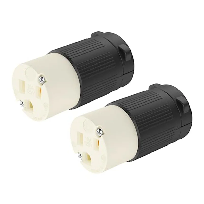 PA-2-Pack NEMA 5-15R Cord Connector Receptacles Outlet Female Plug Replacement Cord Outlet 15 Amp 125 Volt 2 Pole 3