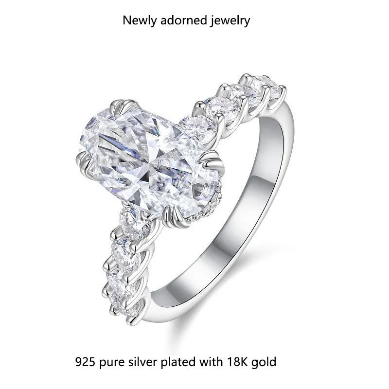 

Original design closed-mouth women's fashion ring, S925 pure silver, D color, 4.88 carat moissanite, entirely handcrafted.