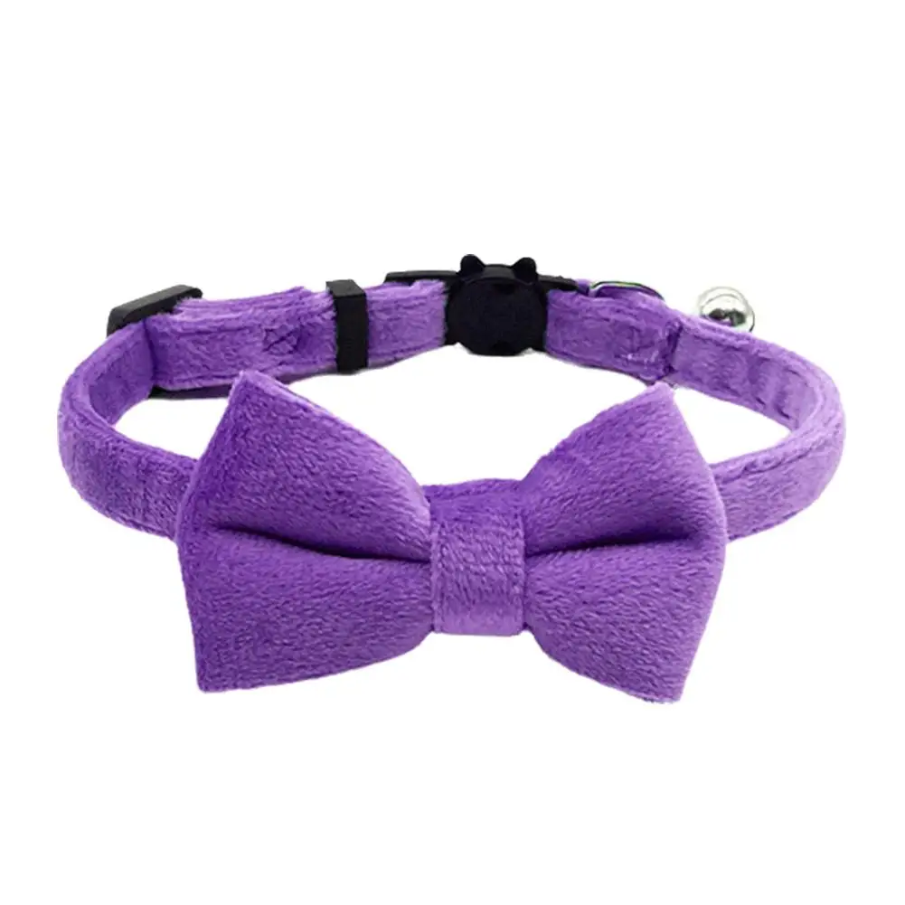 Pet Suede Bow Collar Wedding Tie Pet Accessories Pet Collar Velvet Adjustable Bow Collar Bell Collar For Small Medium Dogs E8s1