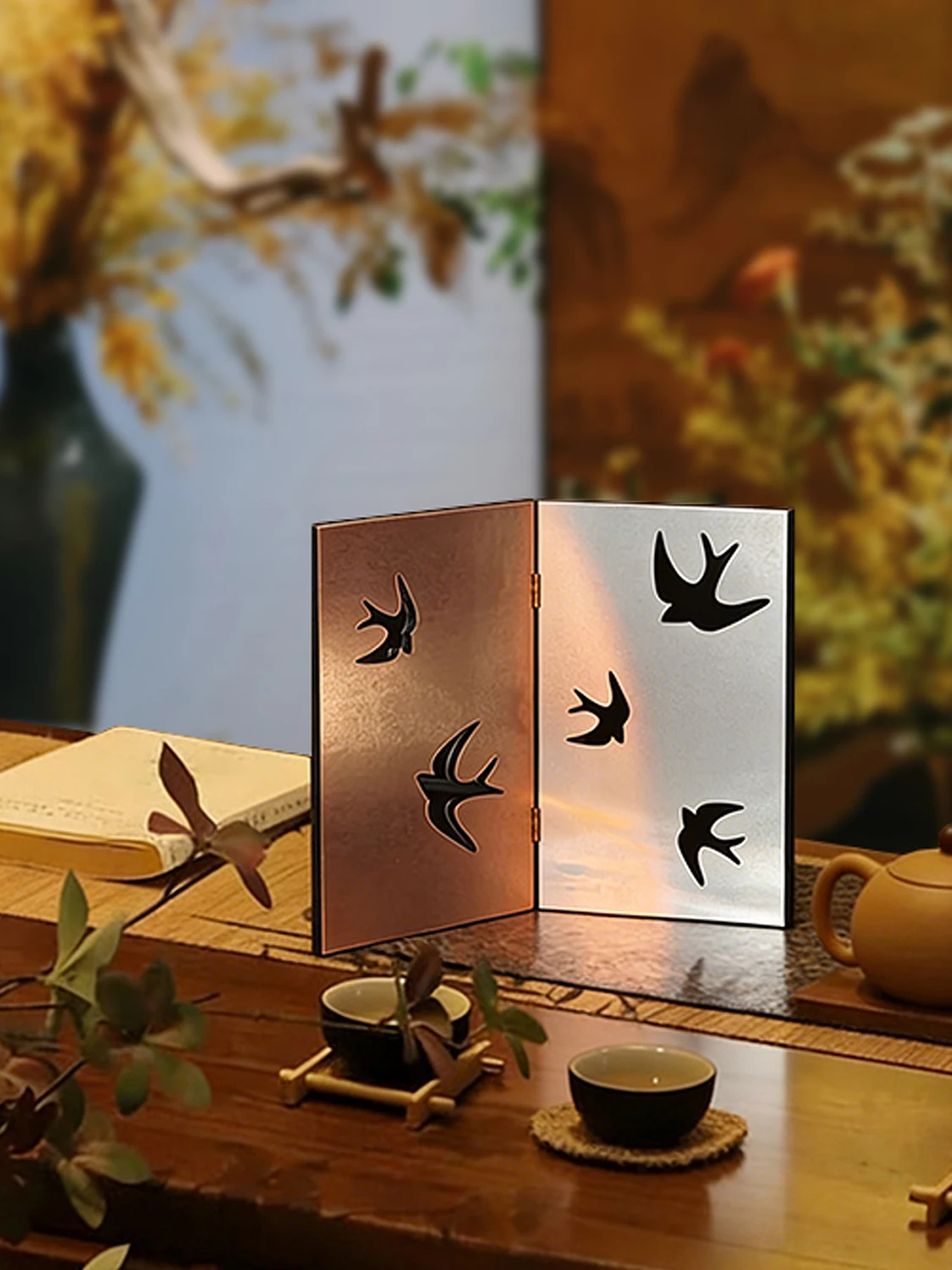 

Funlife Modern Retro Matte Desktop Screen Partition Decorative Ornaments for Study Room Tea Room Chinese Style Home Decor