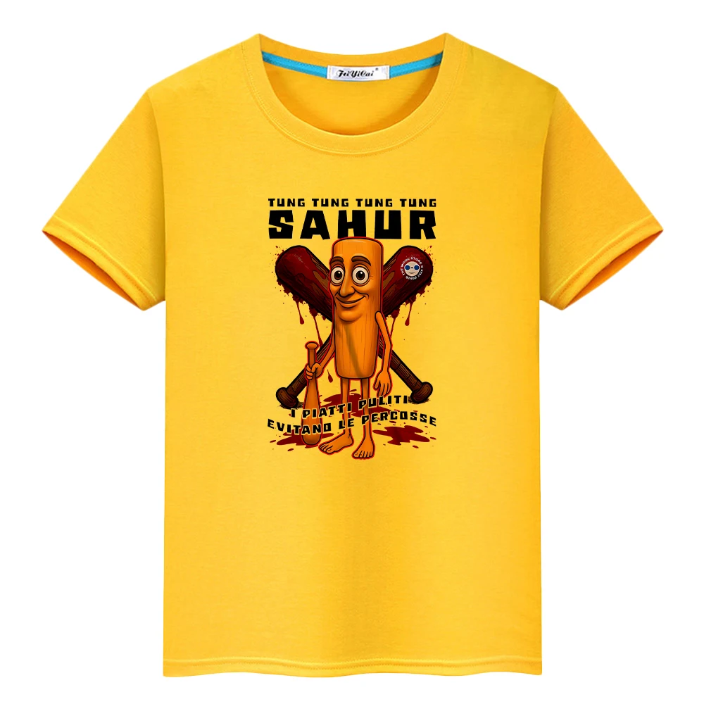تي شيرت مطبوع من تونغ ساهر للأطفال الأولاد 10 سنوات تي شيرت للهالوين 100% قطن كارتوني لطيف قصير y2k ملابس أطفال بناتي