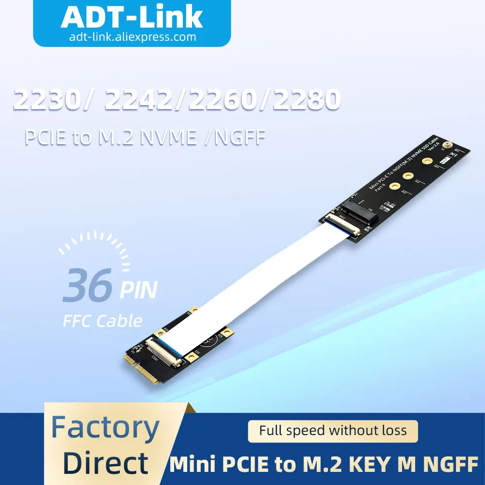

New Mini PCI-E to M.2 KEY M NGFF Extension Cable High Speed Transmission Adapter Cord Computer Connect Wire for Desktop Laptop