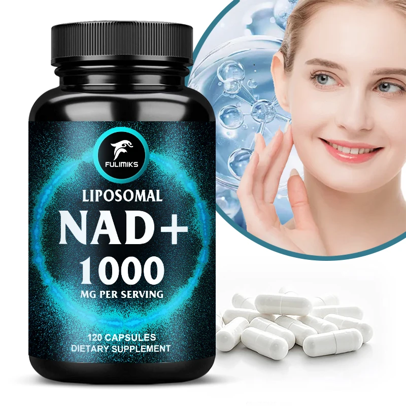 60/120 Kapsül Lipozomal Saf NAD + Takviye 1000mg, En Yüksek NAD Buruşuk Yüksek Emilim Enerji ve DNA Onarımı Yaşlanma Karşıtı