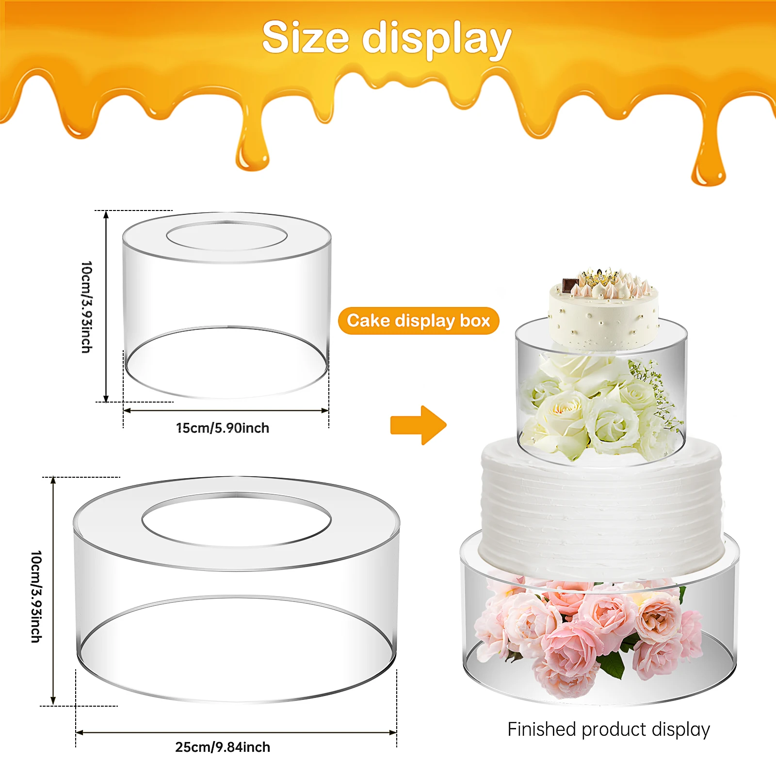 2Pcs Cake Tier for Cake Display DIY Cake Refillable Board Base Clear Cake Stand Acrylic Cake Display Board for Wedding Birthday