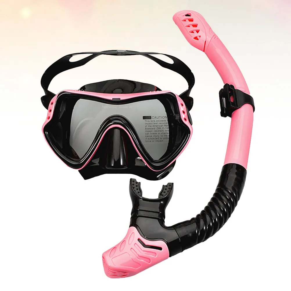 

Snorkeling Swimming Goggles Breathing Tube Set Pink Professional Silicone Diving Mask Adjustable Strap Anti-Leak Swim Glasses
