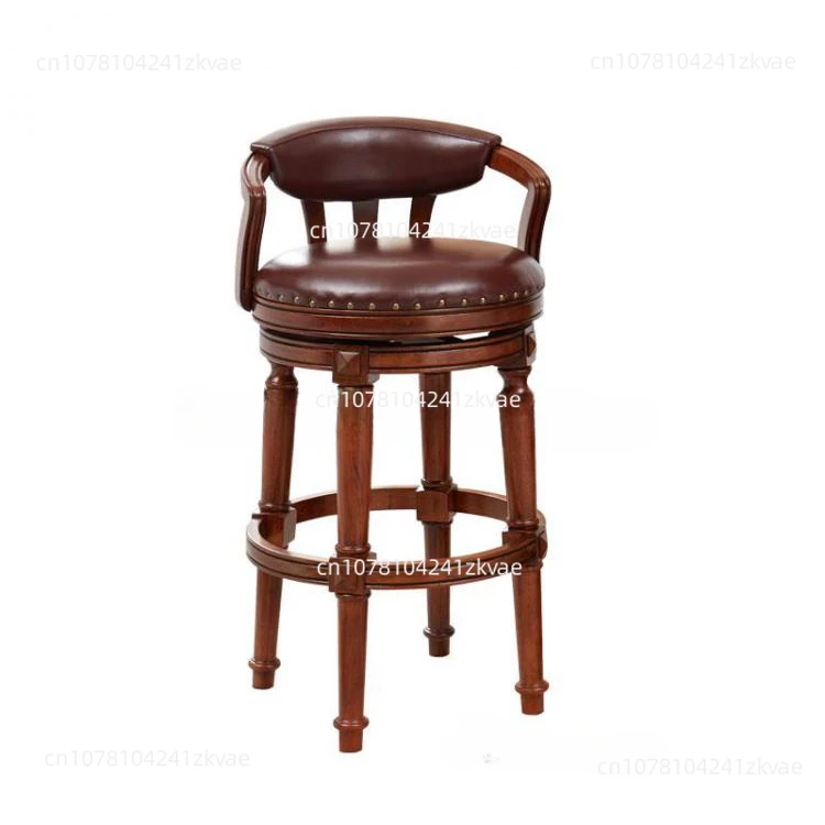 Nordic Solid Wood Bar Chair Household High Stool Modern Light Luxury American Style Rotary Retro Bar Stool Demolition Promotion