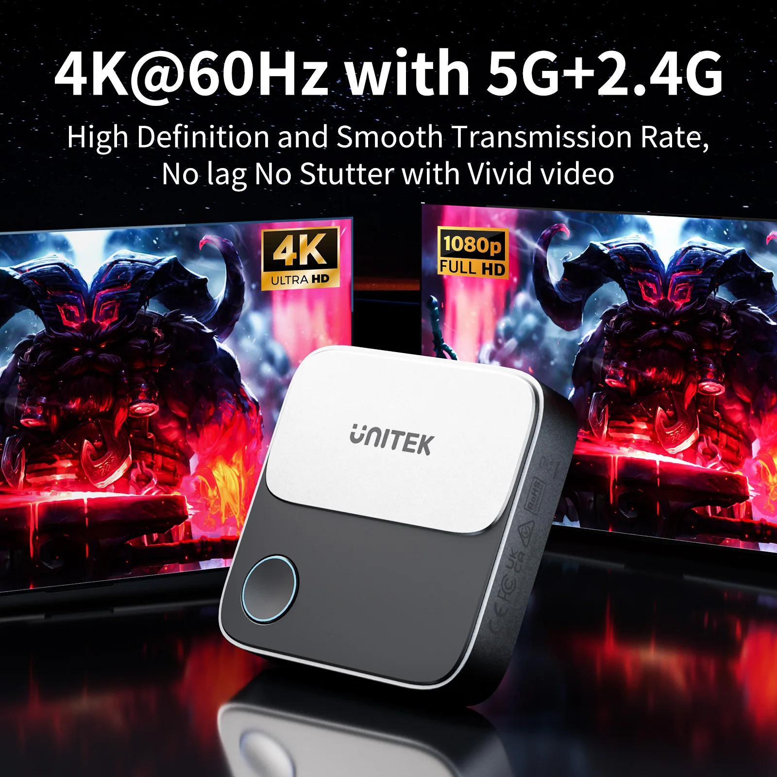 

HDMI 2.0 Wireless Display Dongle KVM Adapter 4K 60Hz Ultra HD Screen Mirroring Supports Router WiFi for Windows Mac Android iOS