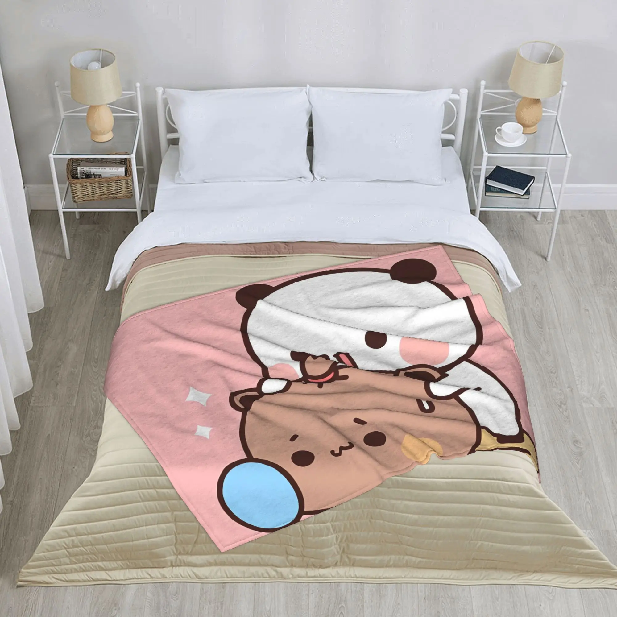 Cartoon Bubu Dudu Panda Bear Blanket Coral Fleece Plush  Textile Decor  Ultra-Soft Throw Blankets for Home Plush Thin Quilt