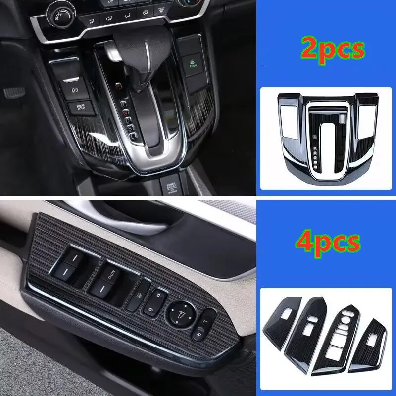 

6X Black Shift Panel Window Lift Switch Cover Trim For Honda CRV CR-V 2017-2022