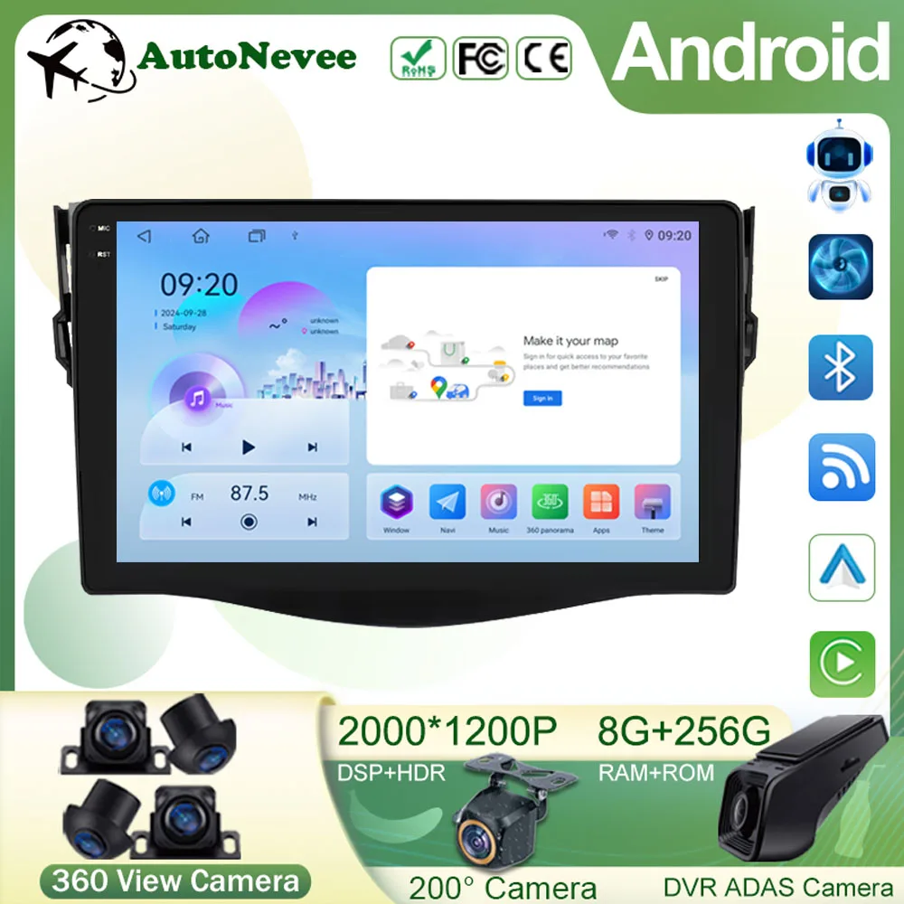 Android 15 Car Multimedia Stereo Player For Toyota RAV4 2006-2012 Autoradio Audio Navigation GPS Headunit Carplay 5G 2din ﻿