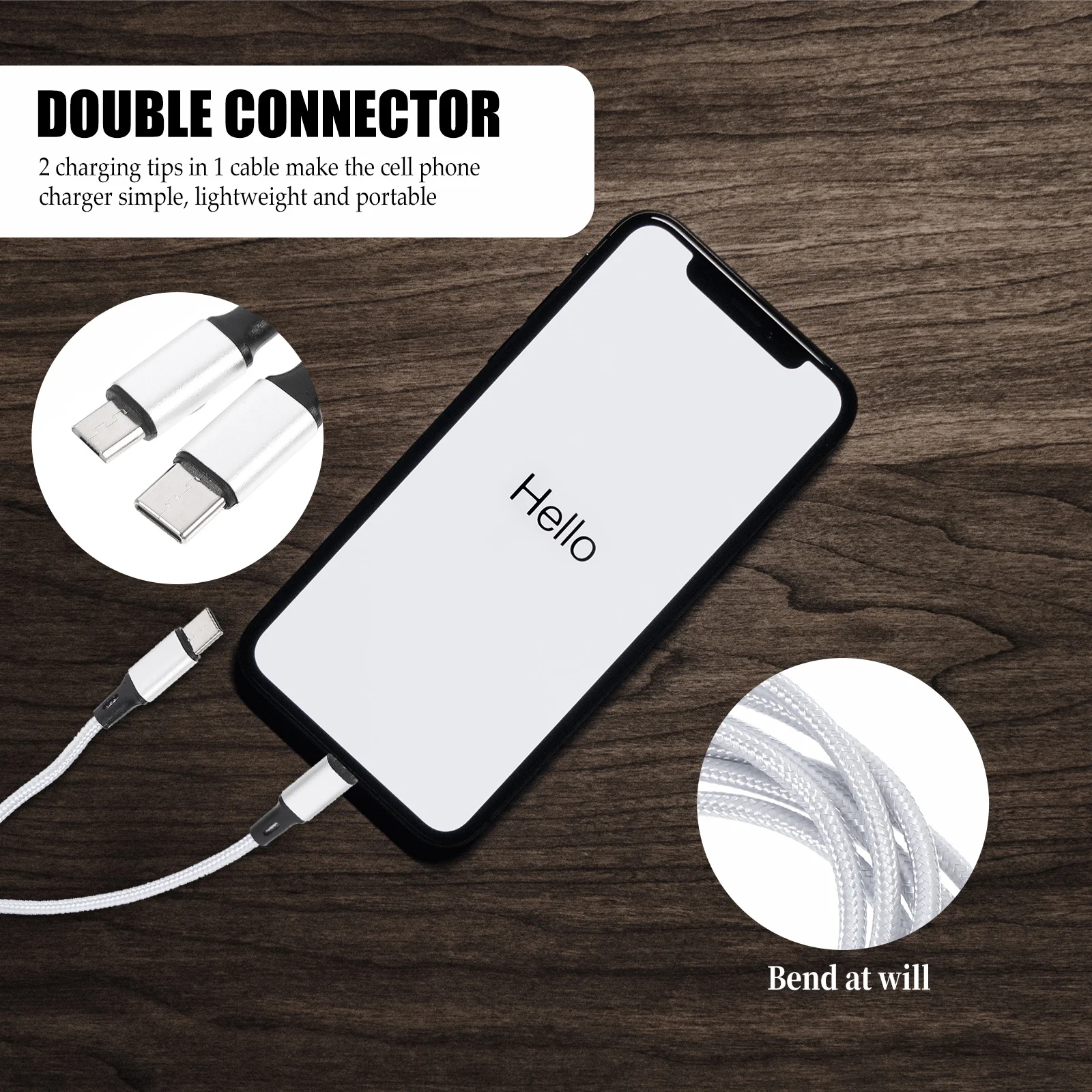 

TypeC USB Cable Long Silver Color Fast Transmission Multi Device Compatible Phone Charging Cord