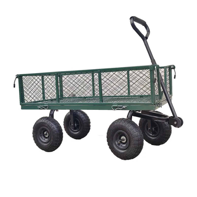 Capacity Heavy Duty Durable Steel Mesh Convertible Flatbed Garden Outdoor Hauling Utility Wagon Cart