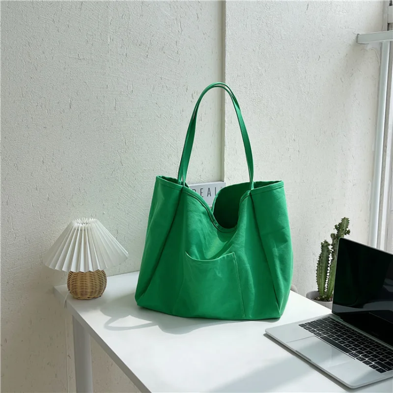 Tote Canvas Bag Large Capacity Summer Casual Popular Design Perfect for Casual Shopping Upgrade Your Style Solid Color All-match