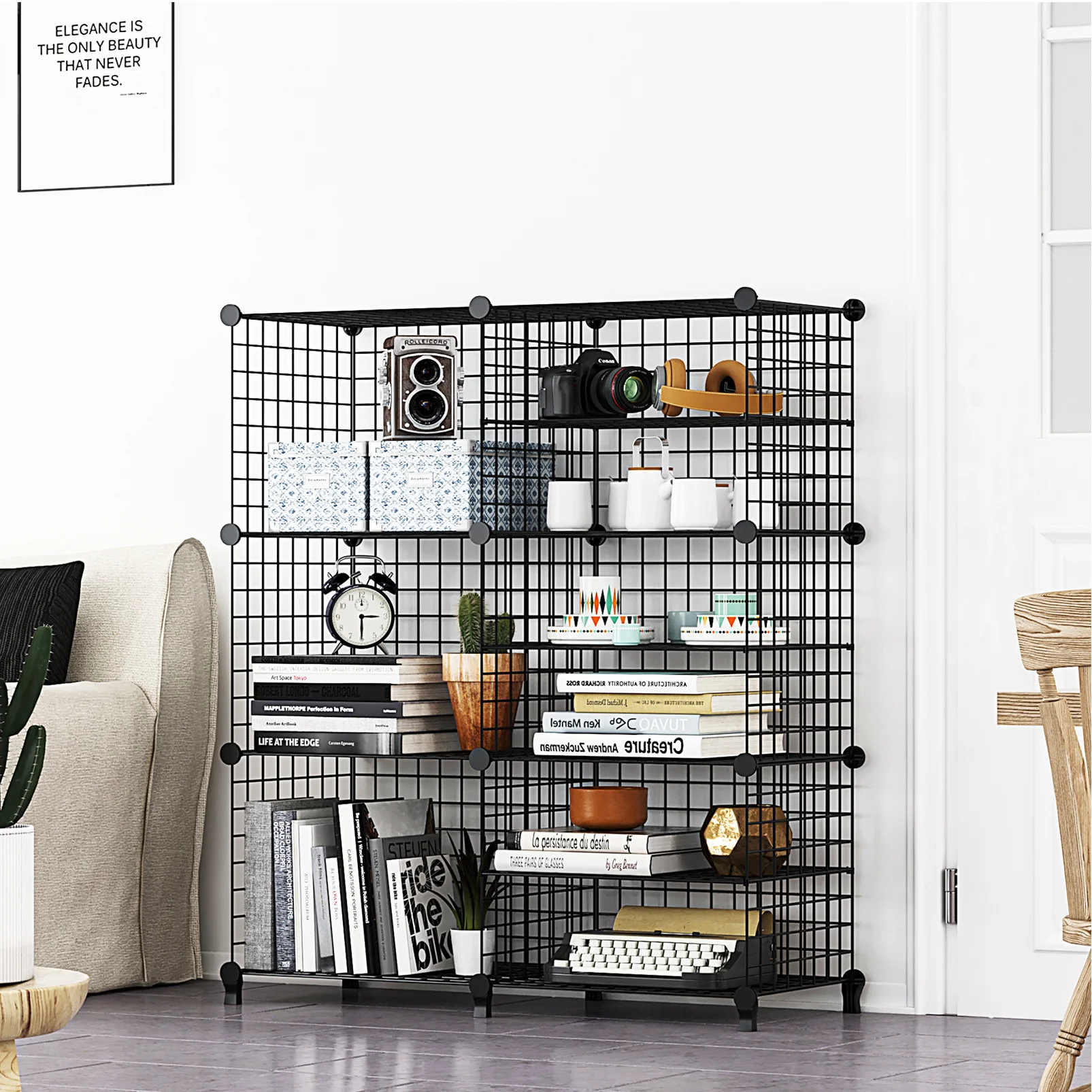 

bookshelves, utility shelves, translucent size lattices, combined with iron wire shelves, shelves, storage shelves